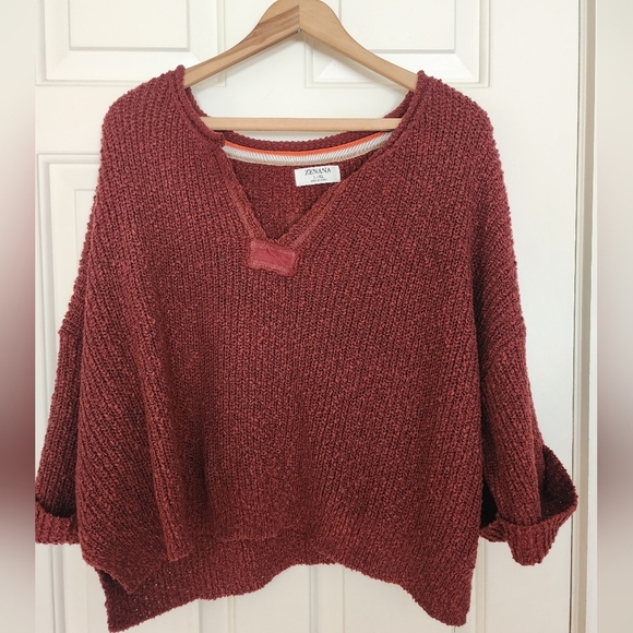 Zenana Outfitters Sweaters - Zenana Brick Pullover Sweater Size L/XL Oversized Chunky